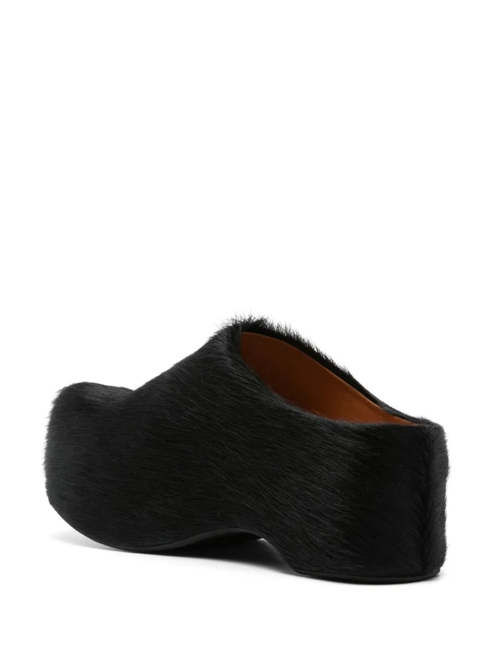 50mm long-hair calfskin chunky sabot