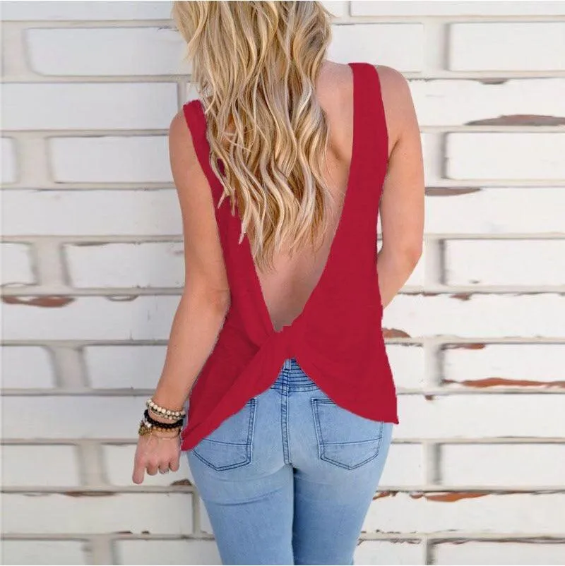 Best Summer Women's Cross Sleeveless Tops T-shirt Top