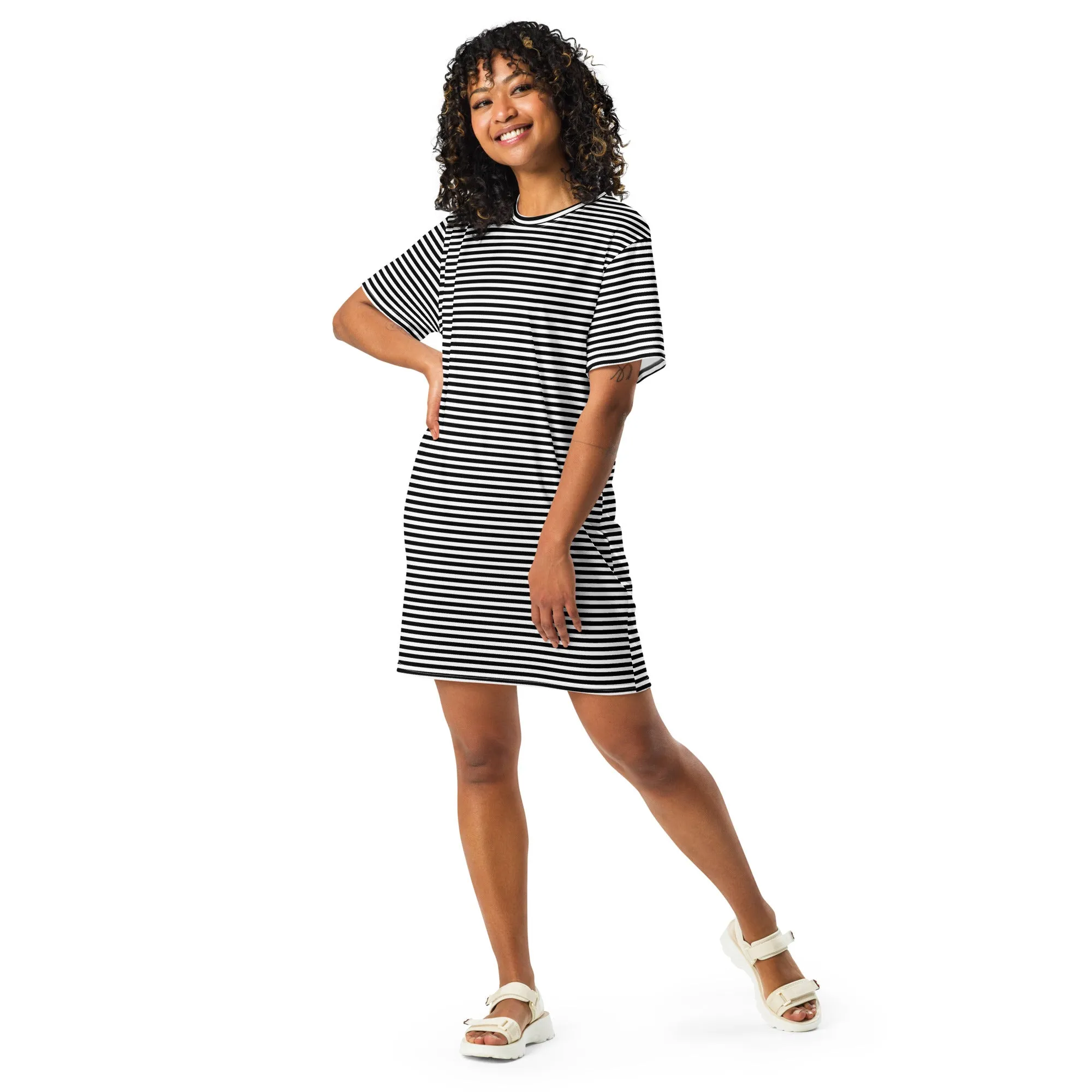 Black and White Stripe T-shirt Dress