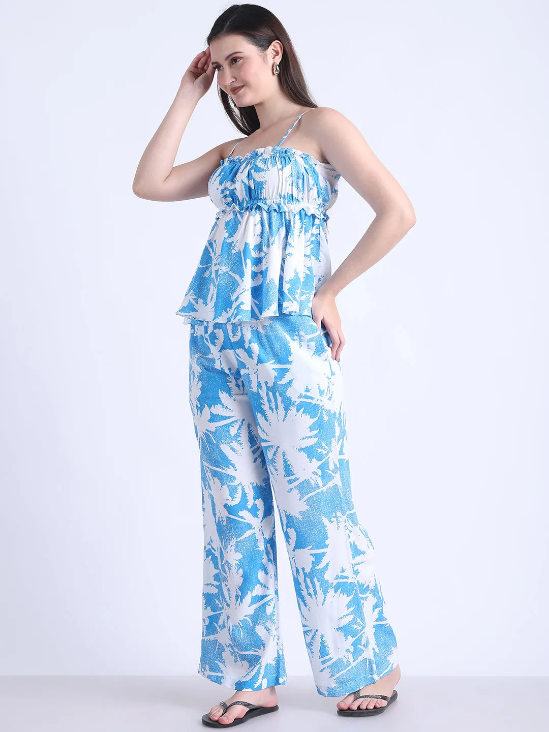 Blue Lagoon Palm Print Set