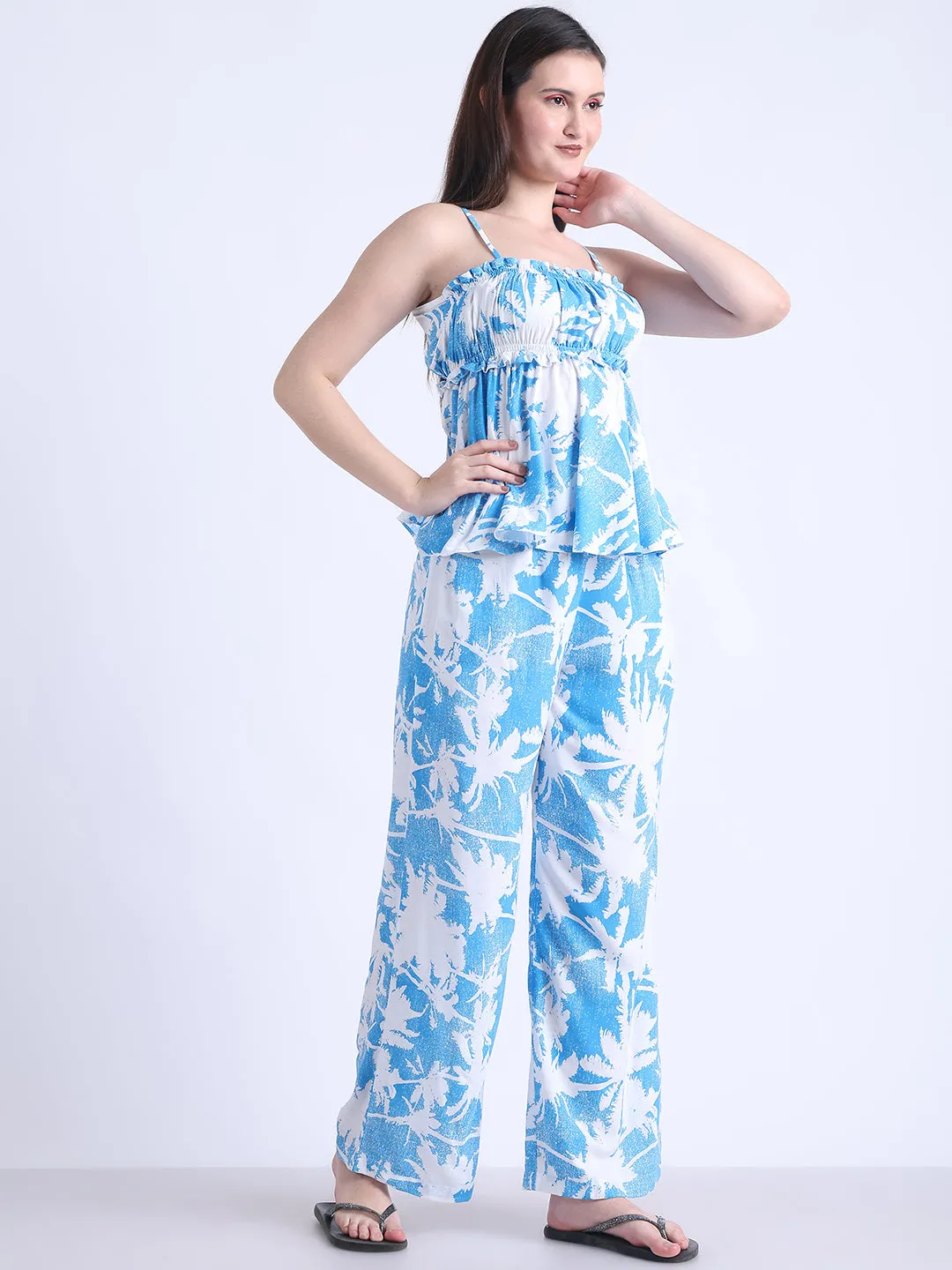 Blue Lagoon Palm Print Set