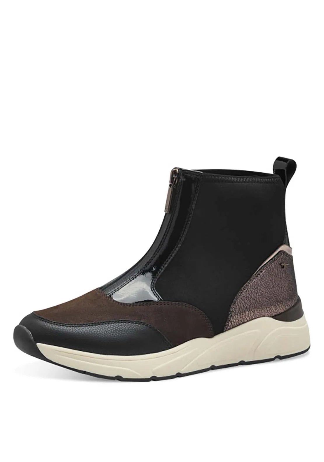 Boot Style Zip Wedge Trainer - Black