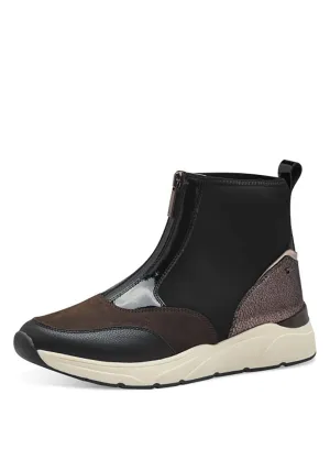Boot Style Zip Wedge Trainer - Black