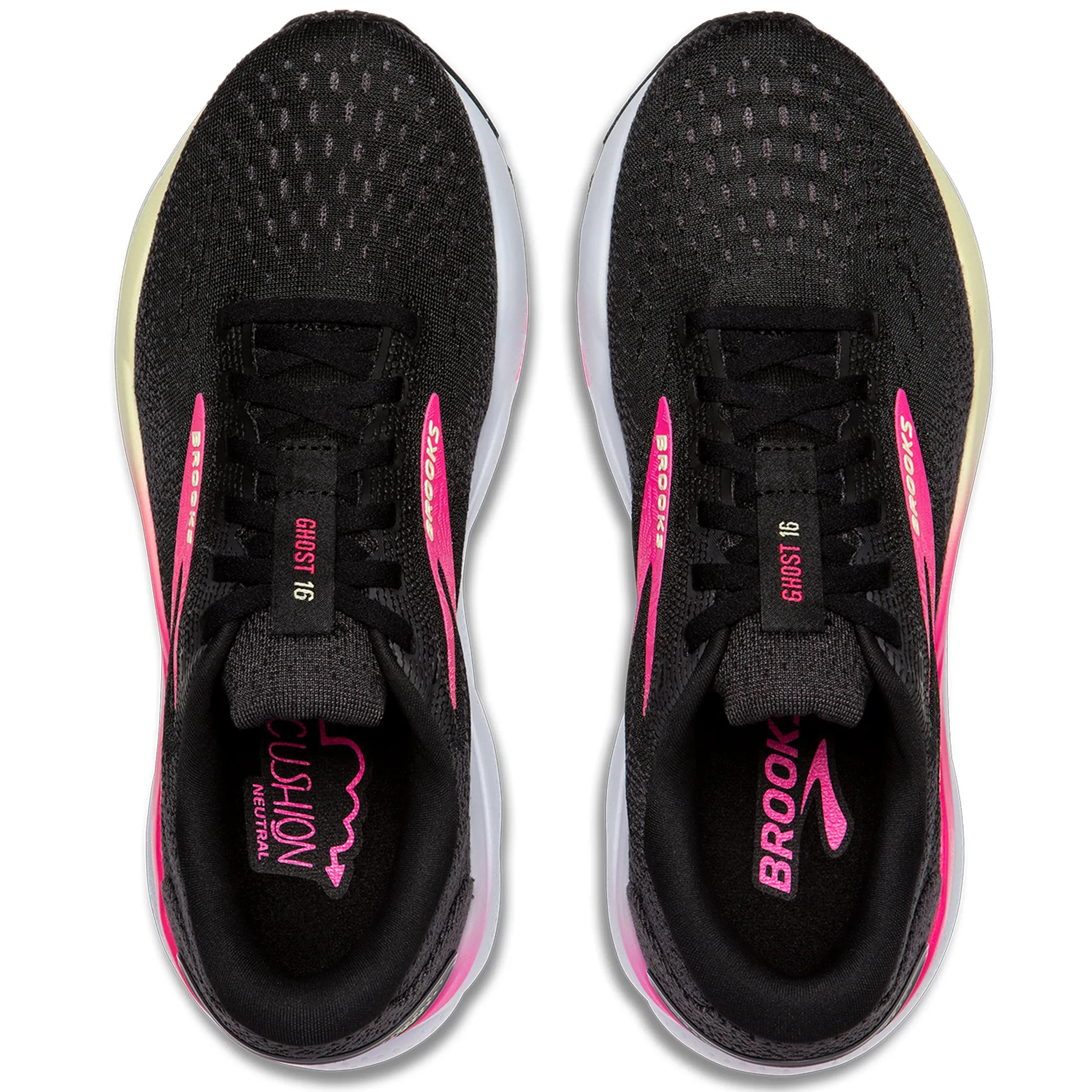 Brooks Ghost 16 Women's Wide D Fit Black Pink Yellow