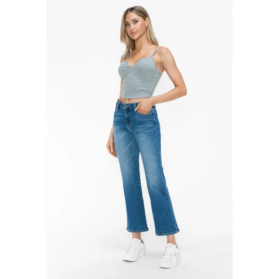 bytos Full Size Cat's Whiskers Mid Rise Ankle Jeans