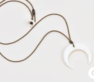 Crescent Moon Authentic Mother of Pearl Rope Necklace