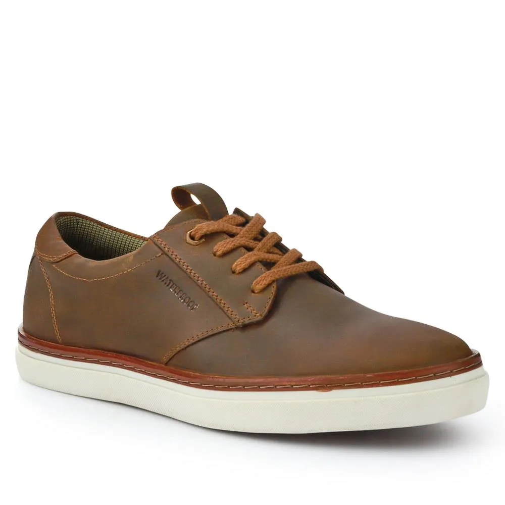 Cushioned Leather Lace-Up Trainers - HARWICH / 326 972