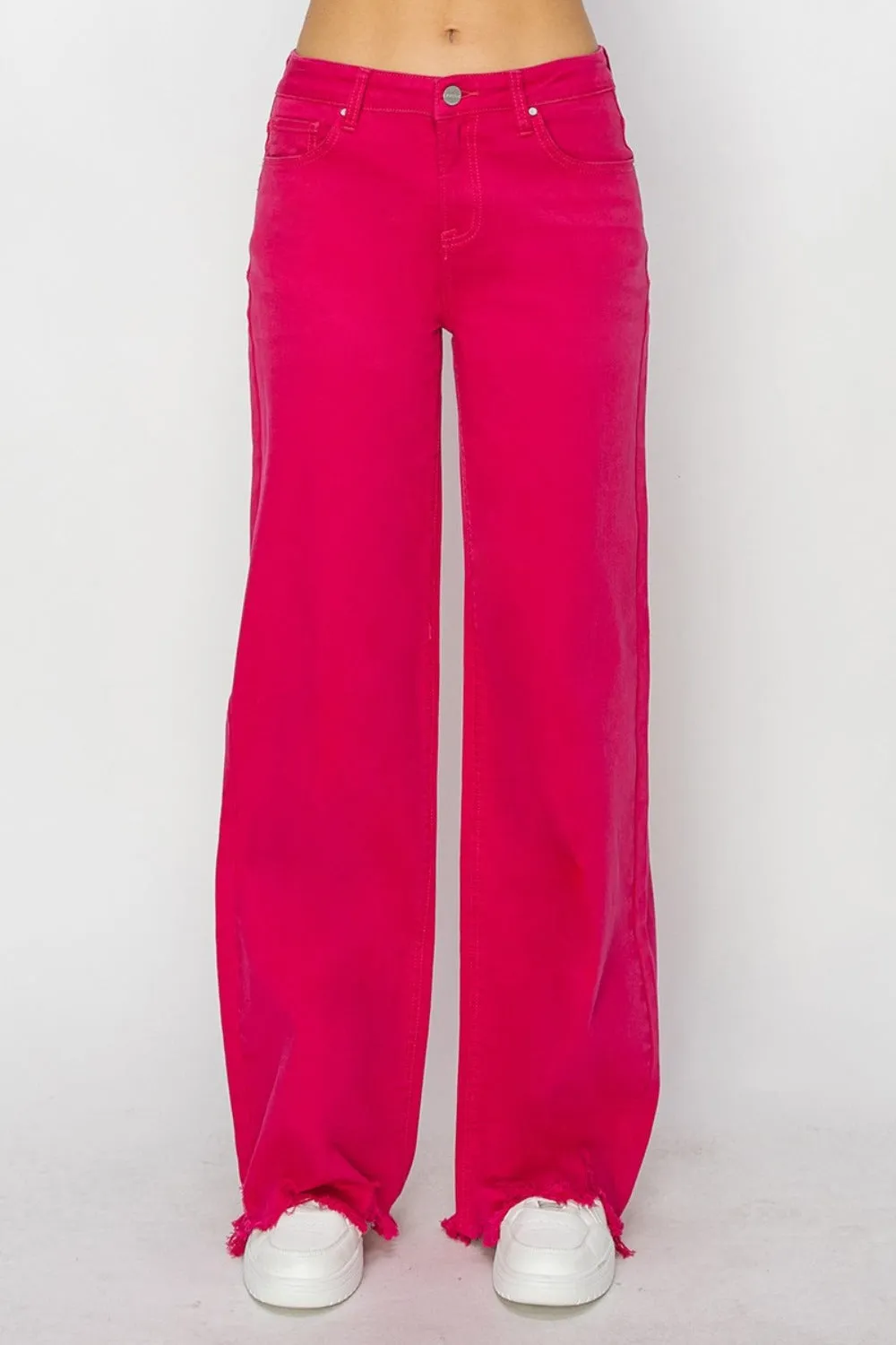 Cyndi High Rise Wide Leg Raw Hem Jeans