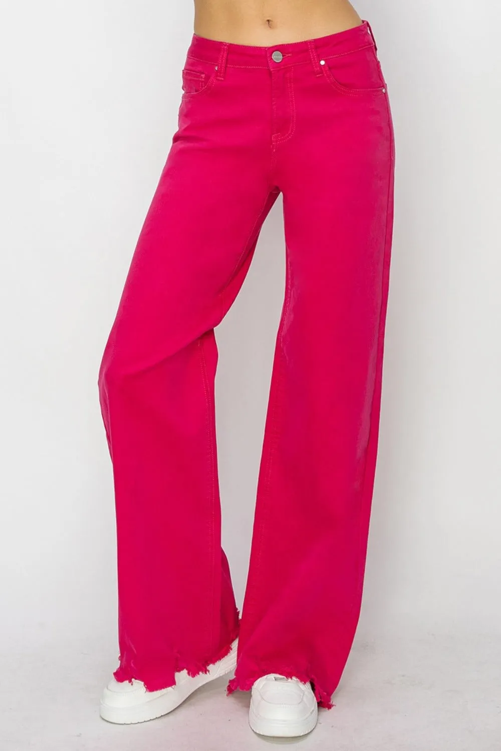 Cyndi High Rise Wide Leg Raw Hem Jeans