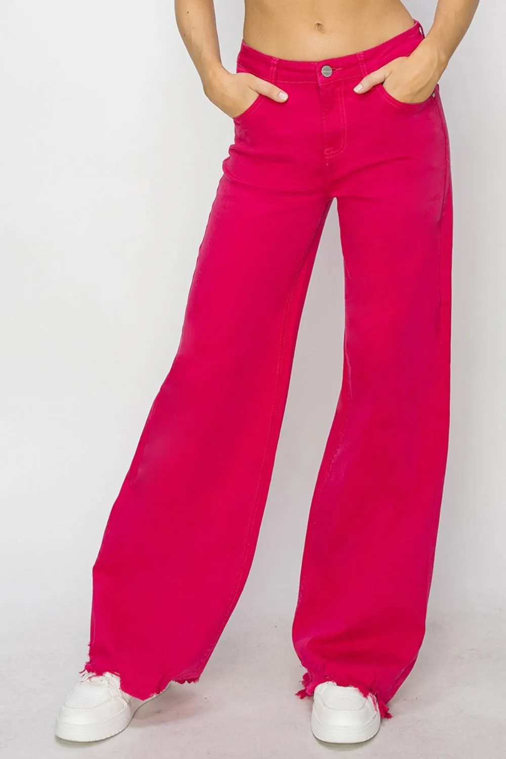Cyndi High Rise Wide Leg Raw Hem Jeans