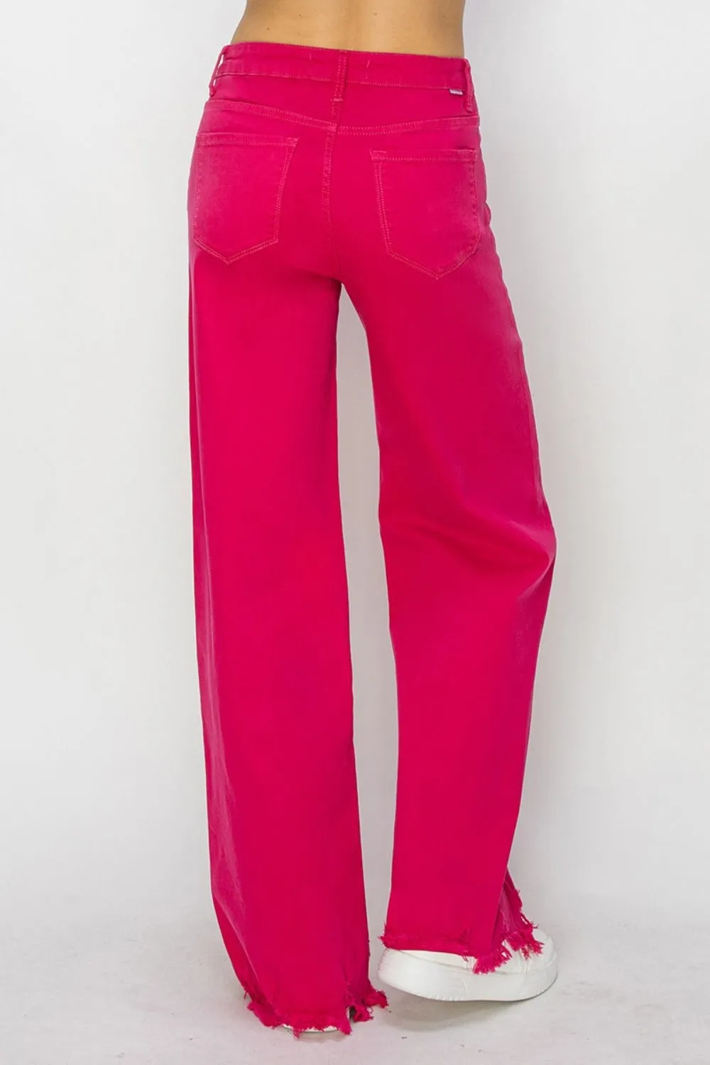 Cyndi High Rise Wide Leg Raw Hem Jeans
