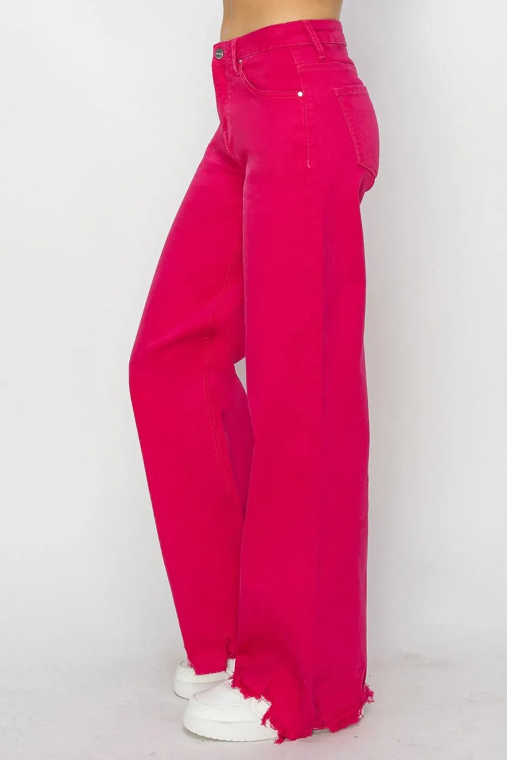 Cyndi High Rise Wide Leg Raw Hem Jeans