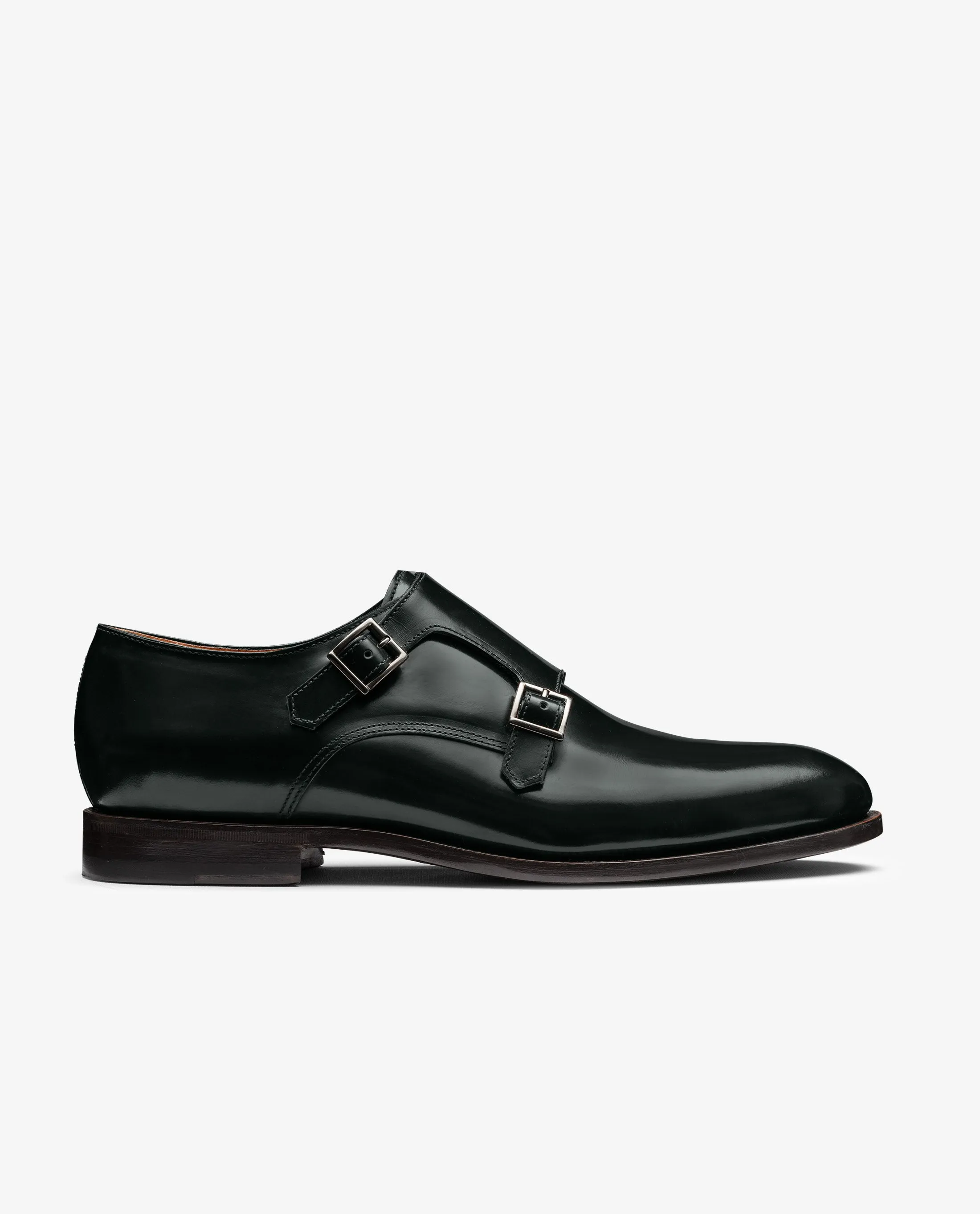 Dark Green Polished Antique Calf Plain Tip Blake Double Monk