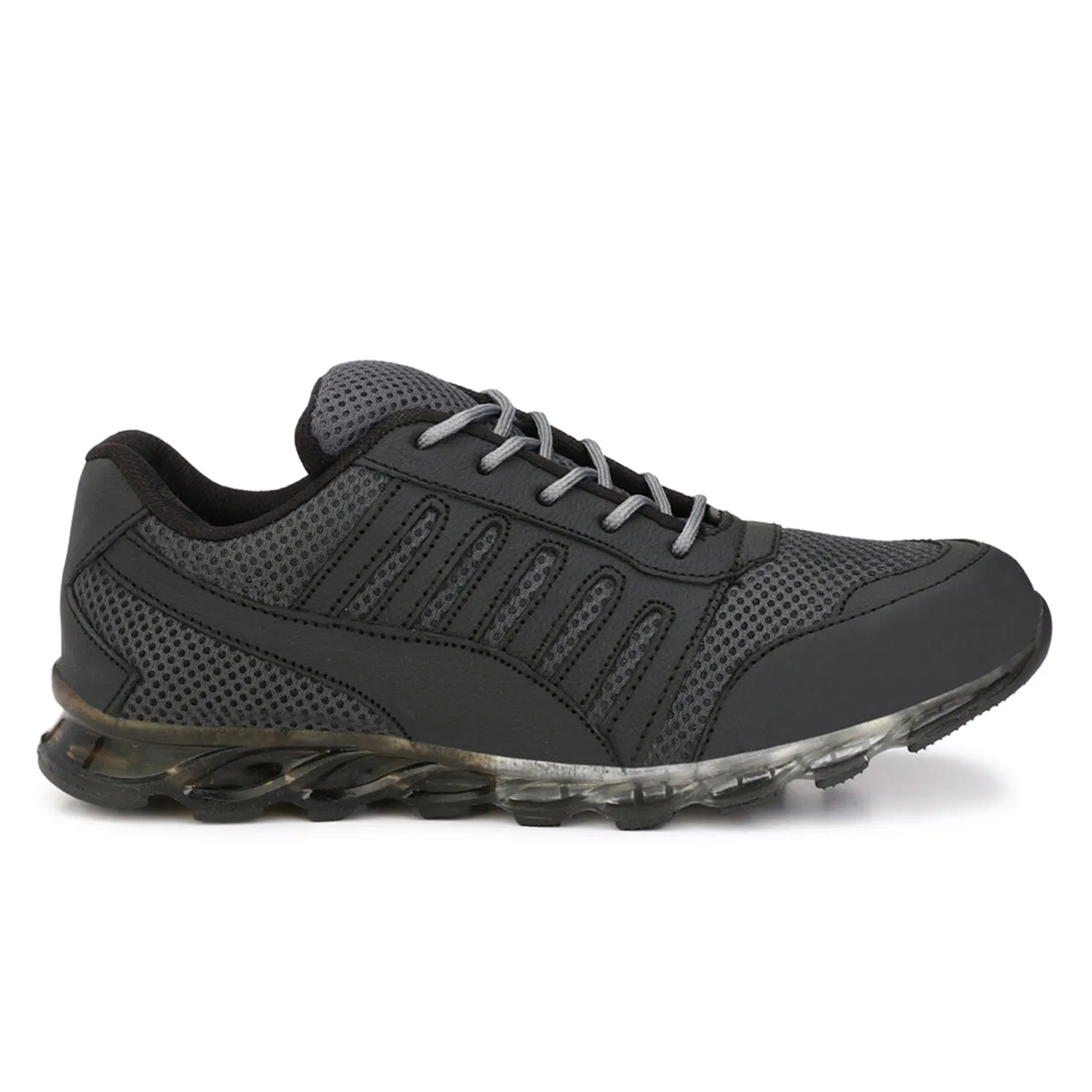Eego Italy® Black Genuine Leather Men's Steel Toe Safety Shoes With Anti Skid Sole