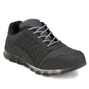 Eego Italy® Black Genuine Leather Men's Steel Toe Safety Shoes With Anti Skid Sole