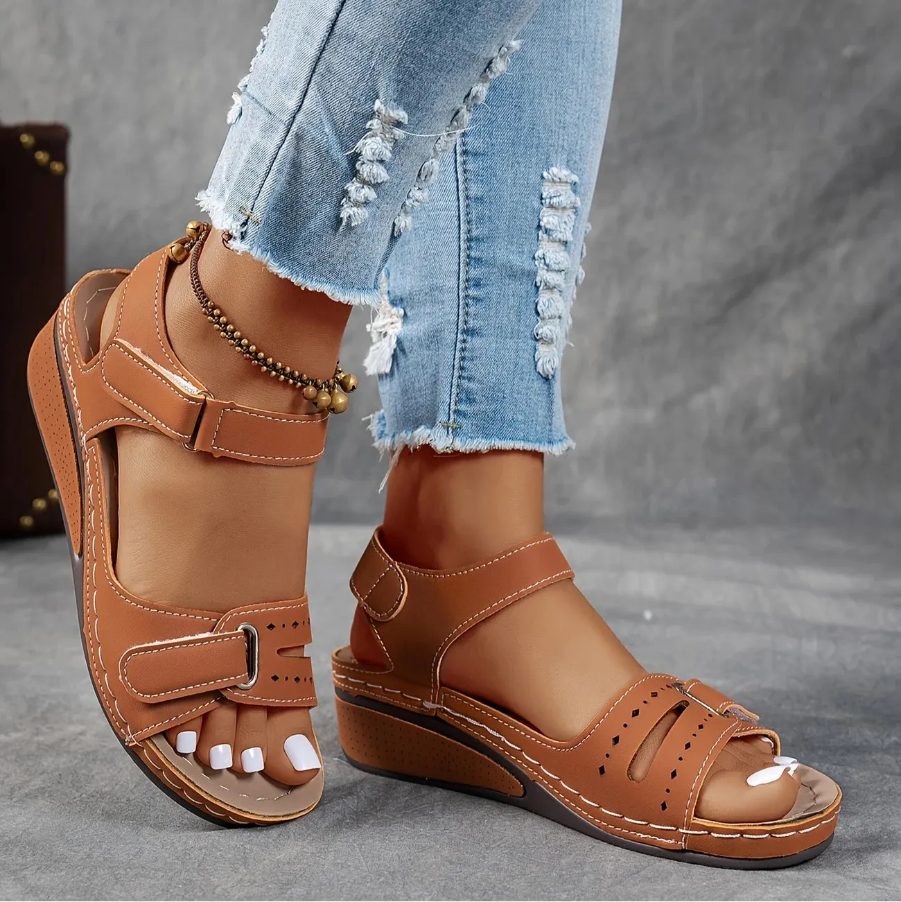 Elina  Orthopedic Cushioned Ankle-Strap Sandals