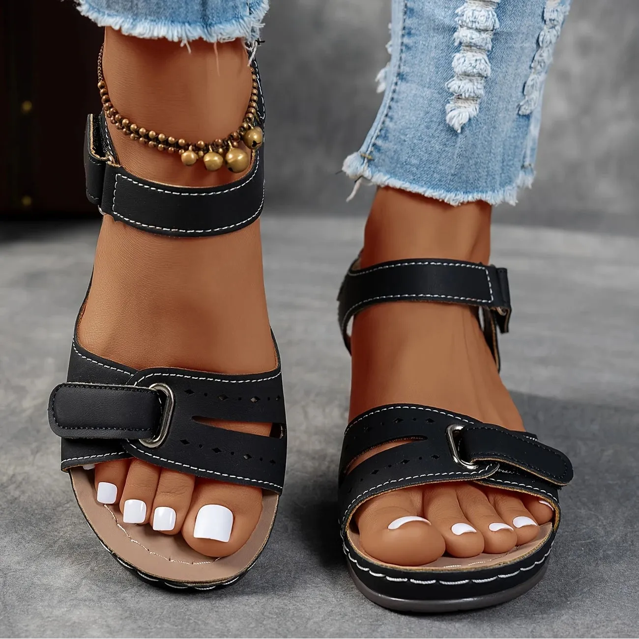 Elina  Orthopedic Cushioned Ankle-Strap Sandals