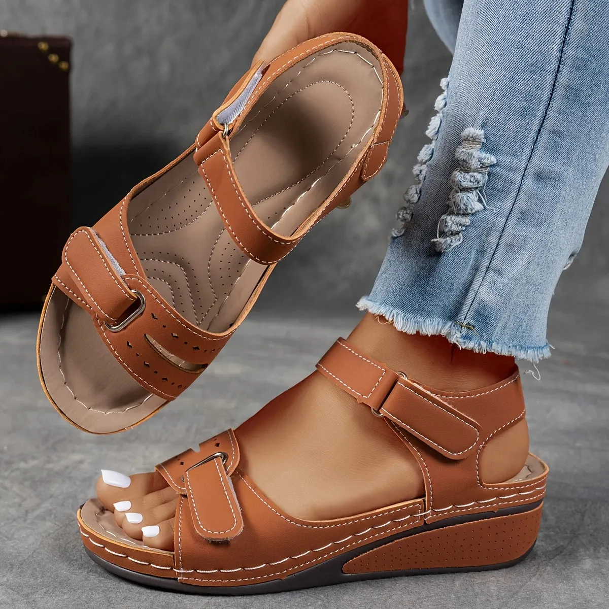 Elina  Orthopedic Cushioned Ankle-Strap Sandals