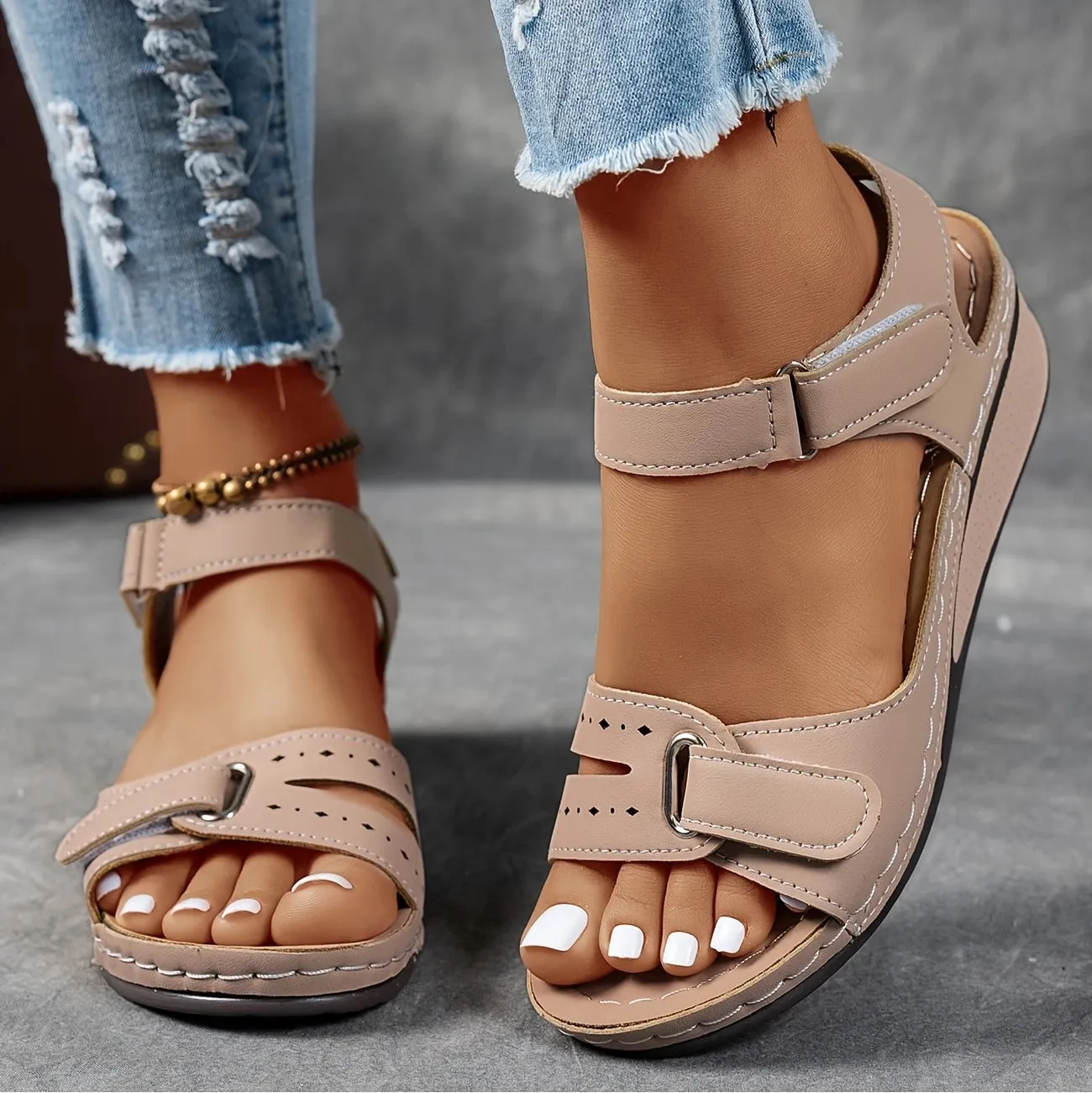 Elina  Orthopedic Cushioned Ankle-Strap Sandals