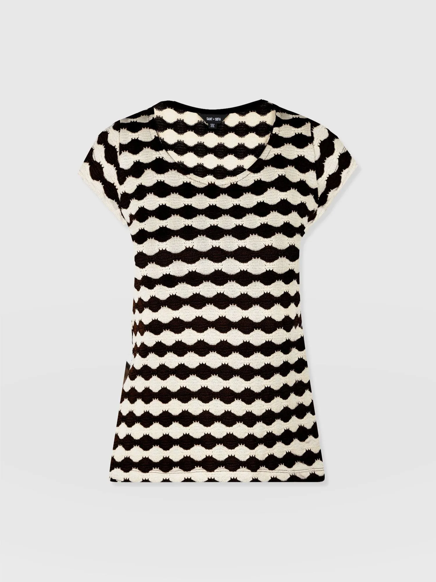 Elise Scoop Neck Tee - Black/Cream