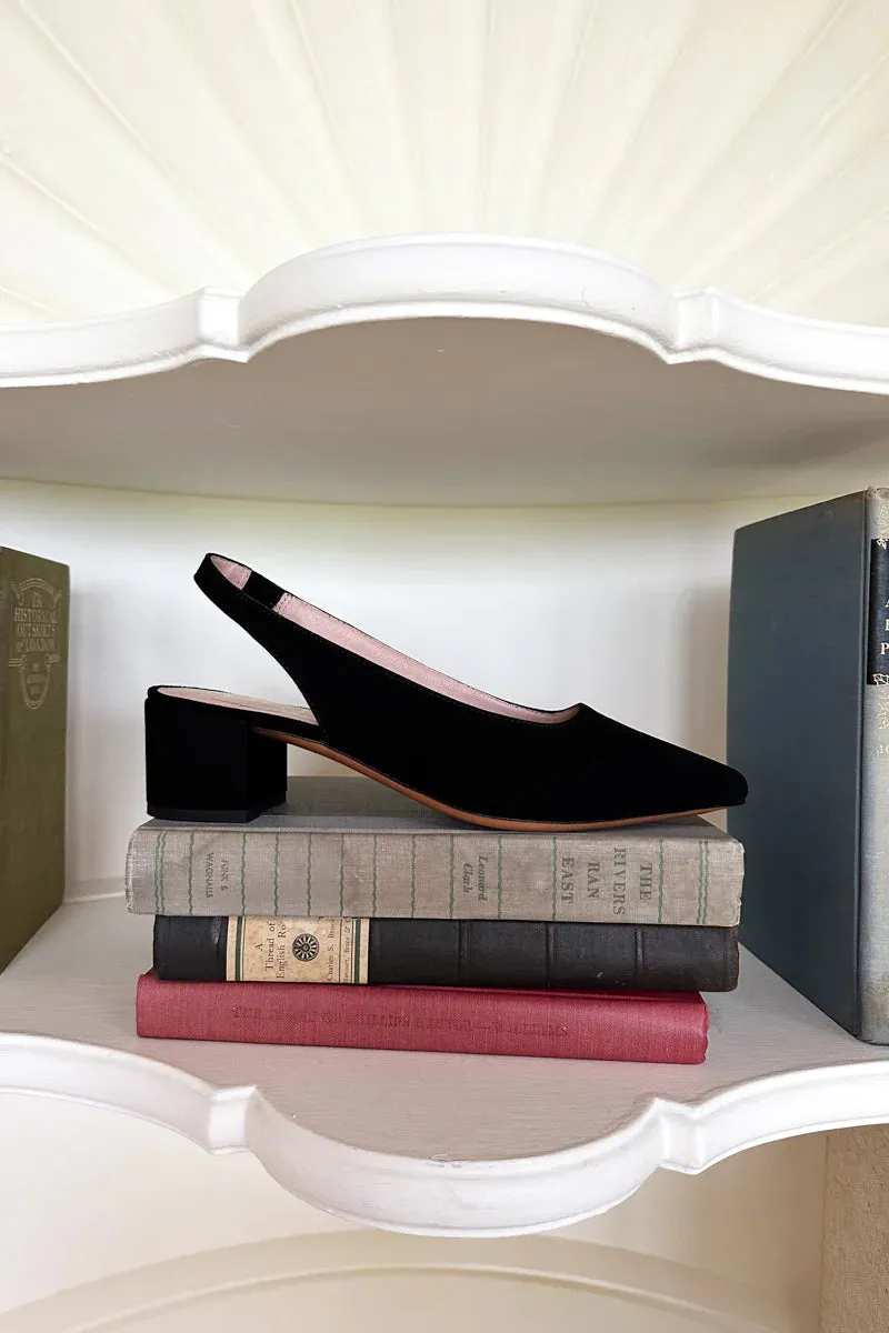 Emerson Fry Lou Walking Slingback in Black Suede