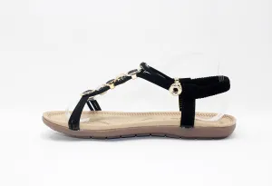 Glitter Studded Detail Sandal in Black