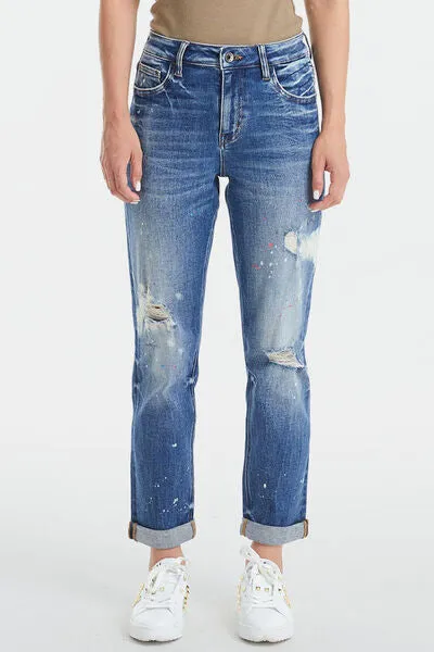 High Waist Distressed Jeans