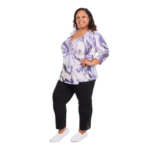 Inner Beauty Plus 3/4 Sleeve Surplice Front V-Neck Mauve Marble Top