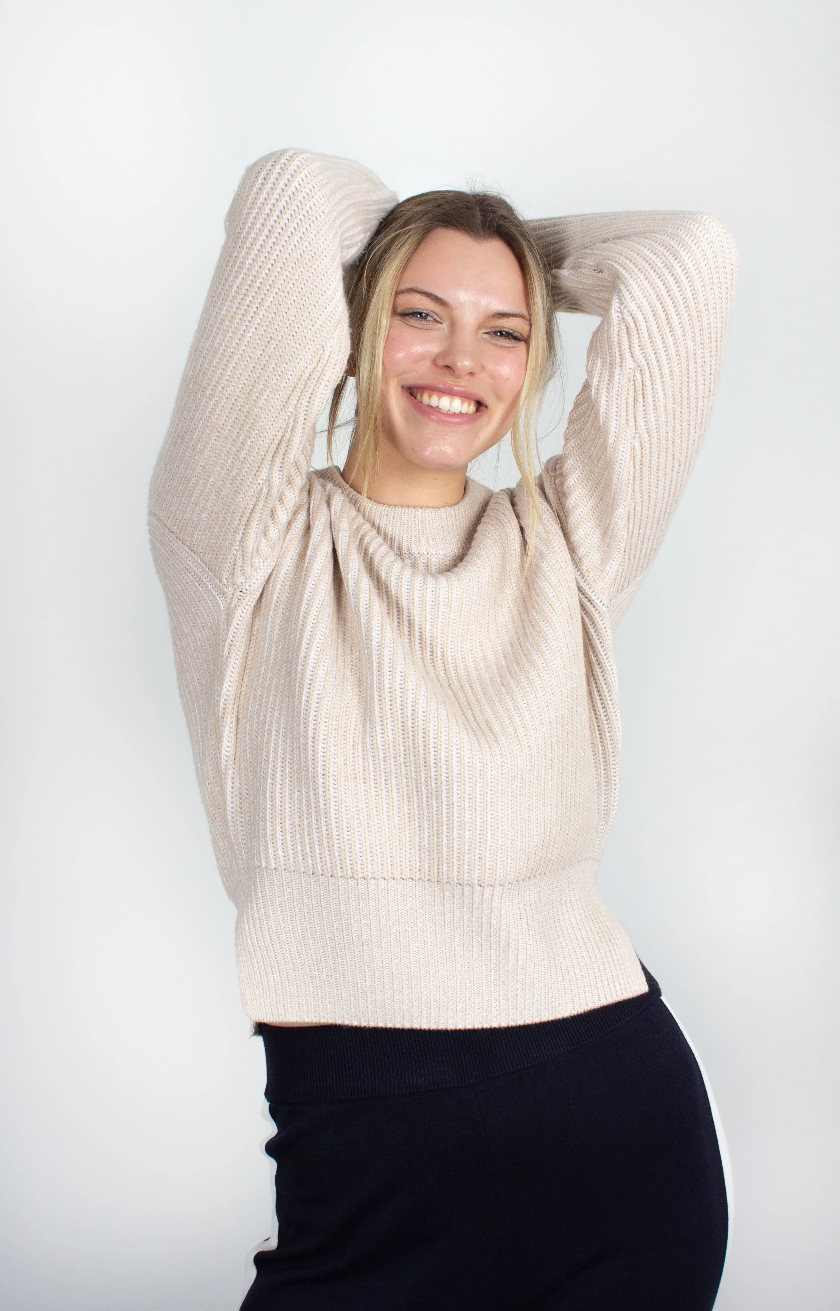Joseph cotton-blend round-neck chai jumper