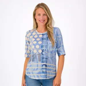 Just White Printed Top with Rhinestone Detail - Style J2977