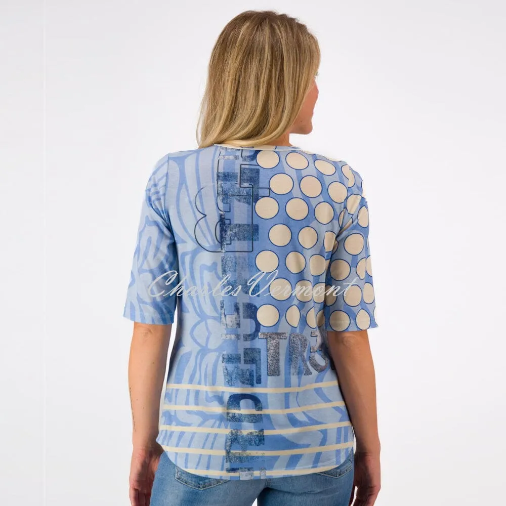 Just White Printed Top with Rhinestone Detail - Style J2977