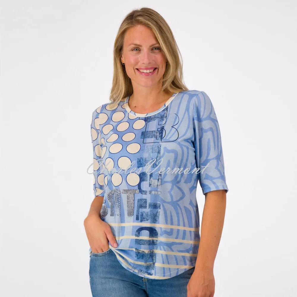 Just White Printed Top with Rhinestone Detail - Style J2977