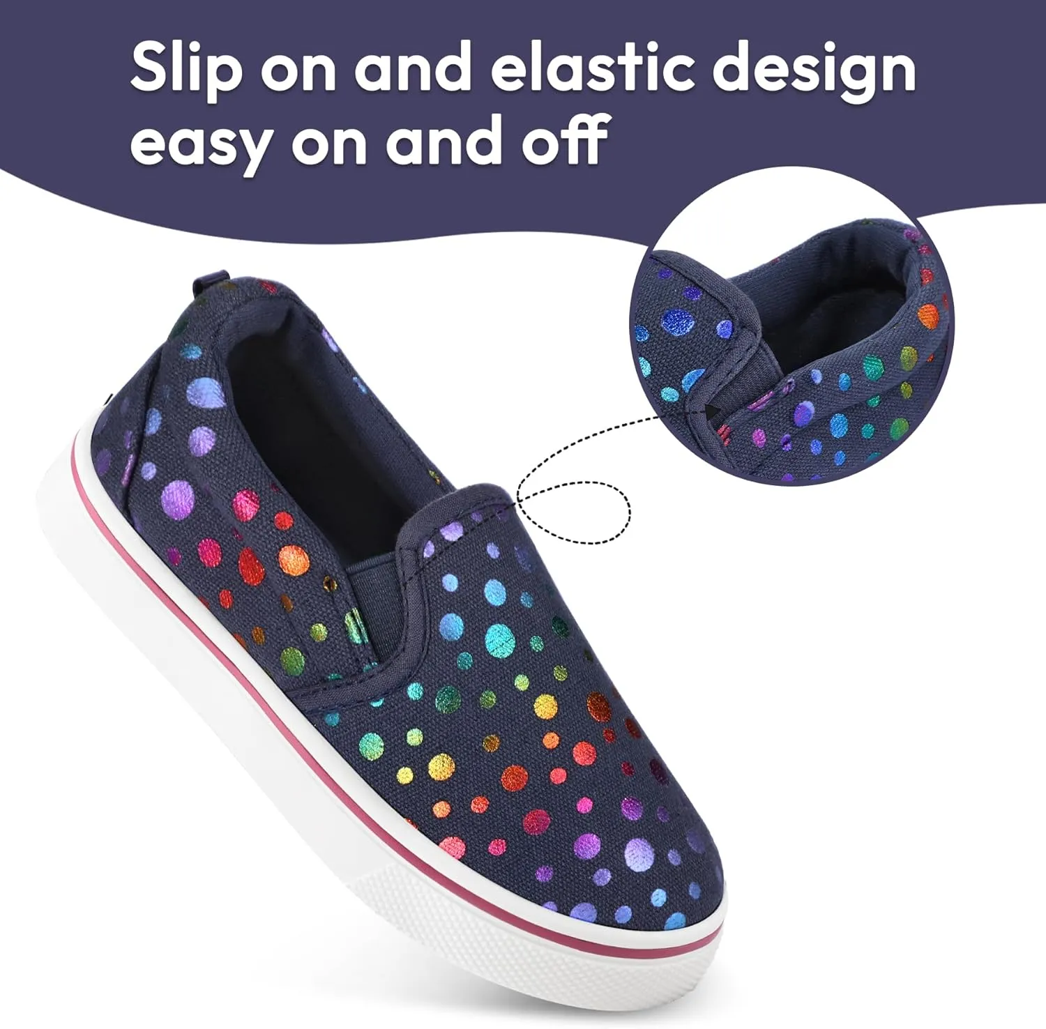 K KomForme Toddler Girls Boys Shoes Little Kids Slip on Canvas Sneakers for Running/Walking