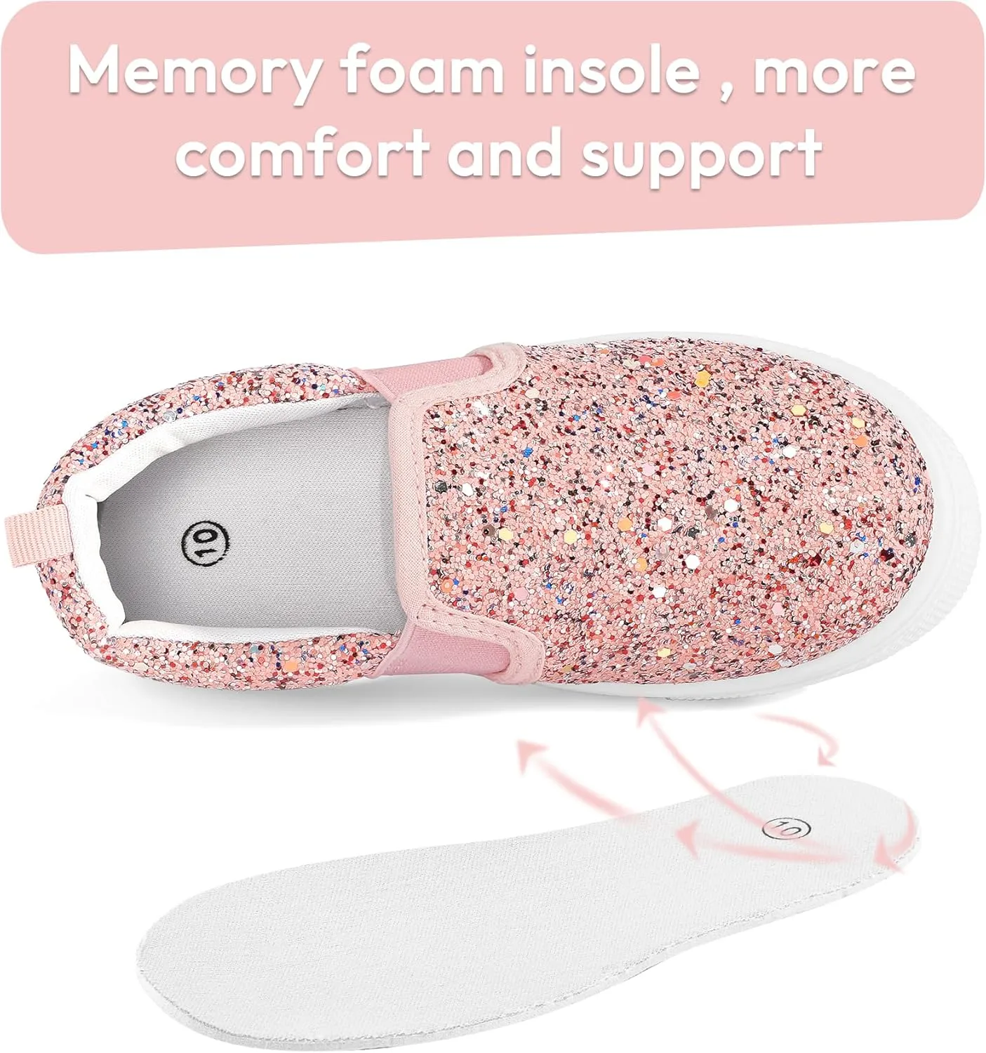 K KomForme Toddler Girls Boys Shoes Little Kids Slip on Canvas Sneakers for Running/Walking