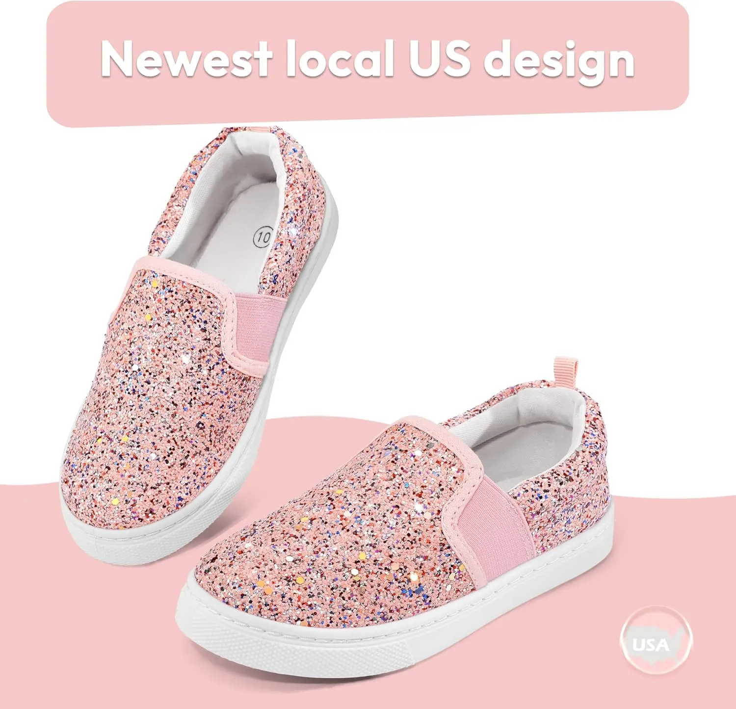 K KomForme Toddler Girls Boys Shoes Little Kids Slip on Canvas Sneakers for Running/Walking