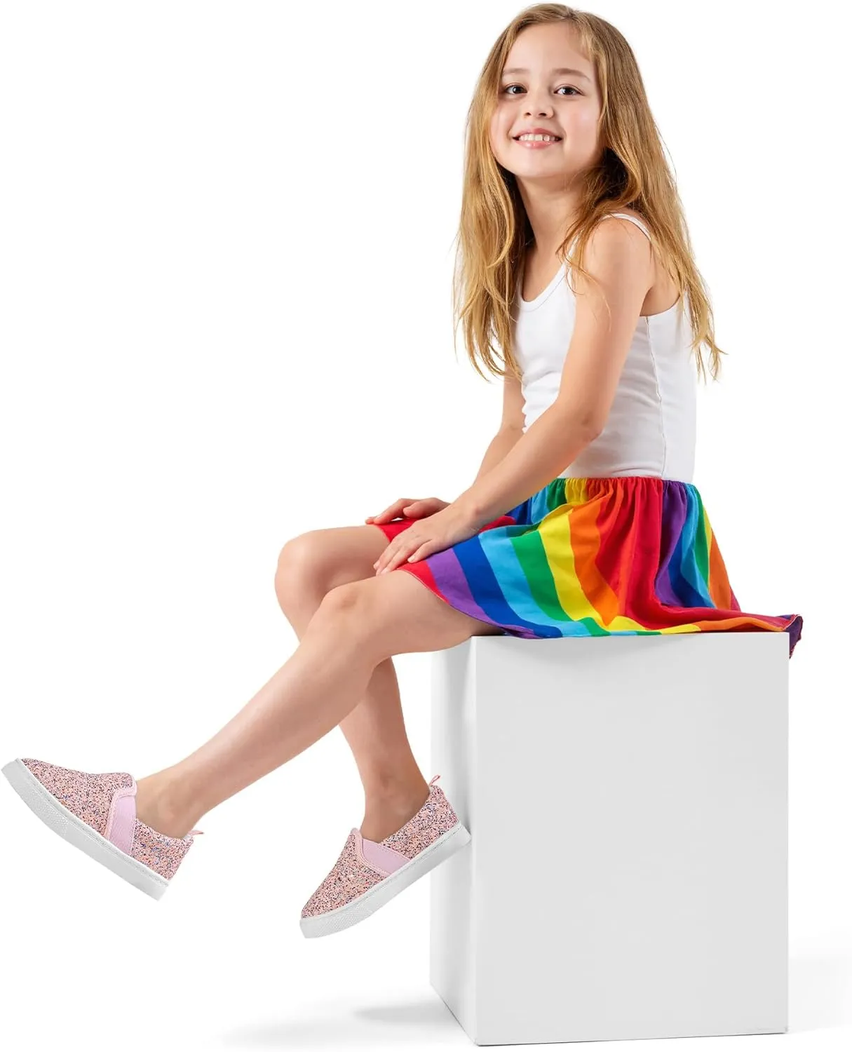 K KomForme Toddler Girls Boys Shoes Little Kids Slip on Canvas Sneakers for Running/Walking