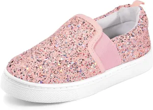 K KomForme Toddler Girls Boys Shoes Little Kids Slip on Canvas Sneakers for Running/Walking