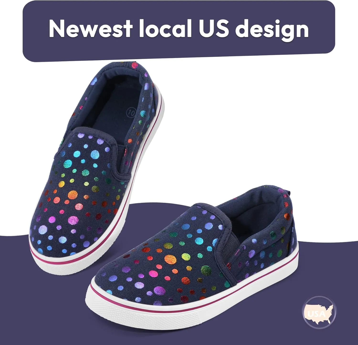 K KomForme Toddler Girls Boys Shoes Little Kids Slip on Canvas Sneakers for Running/Walking