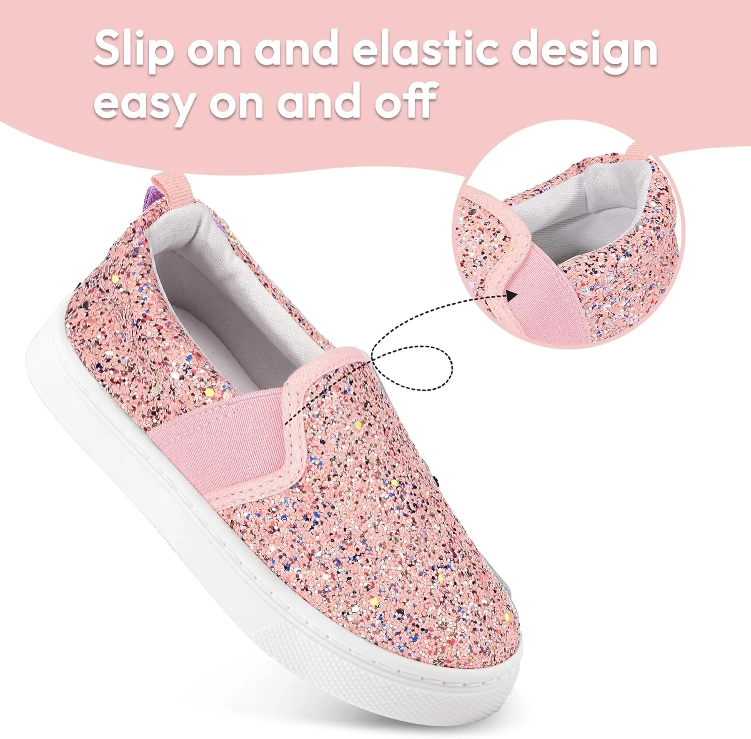 K KomForme Toddler Girls Boys Shoes Little Kids Slip on Canvas Sneakers for Running/Walking