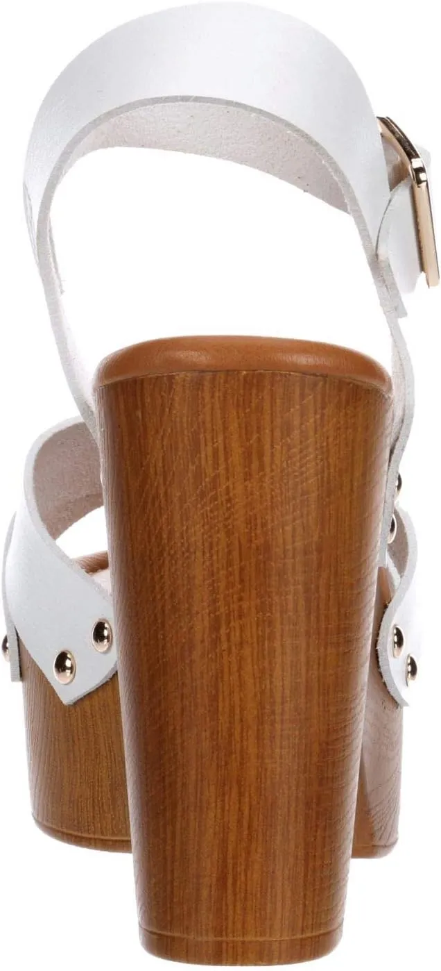 Limelight April Apple - Women's Faux Wooden High Heeled Platform Dress Sandals