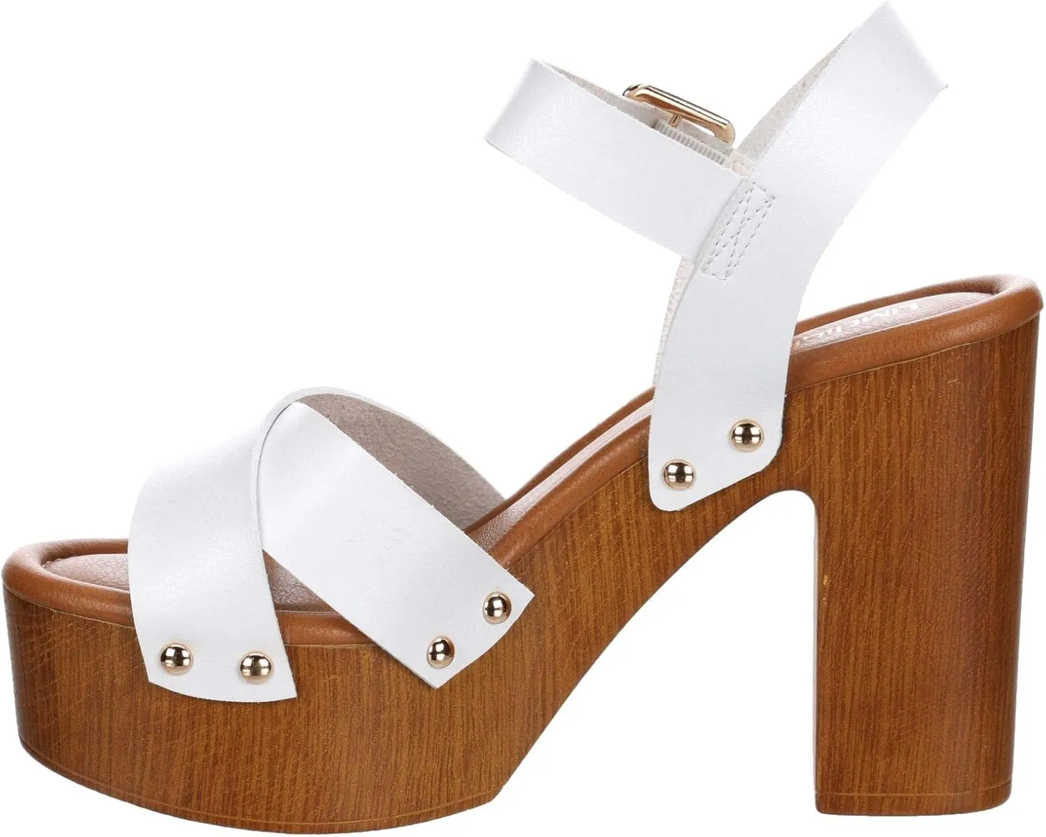 Limelight April Apple - Women's Faux Wooden High Heeled Platform Dress Sandals