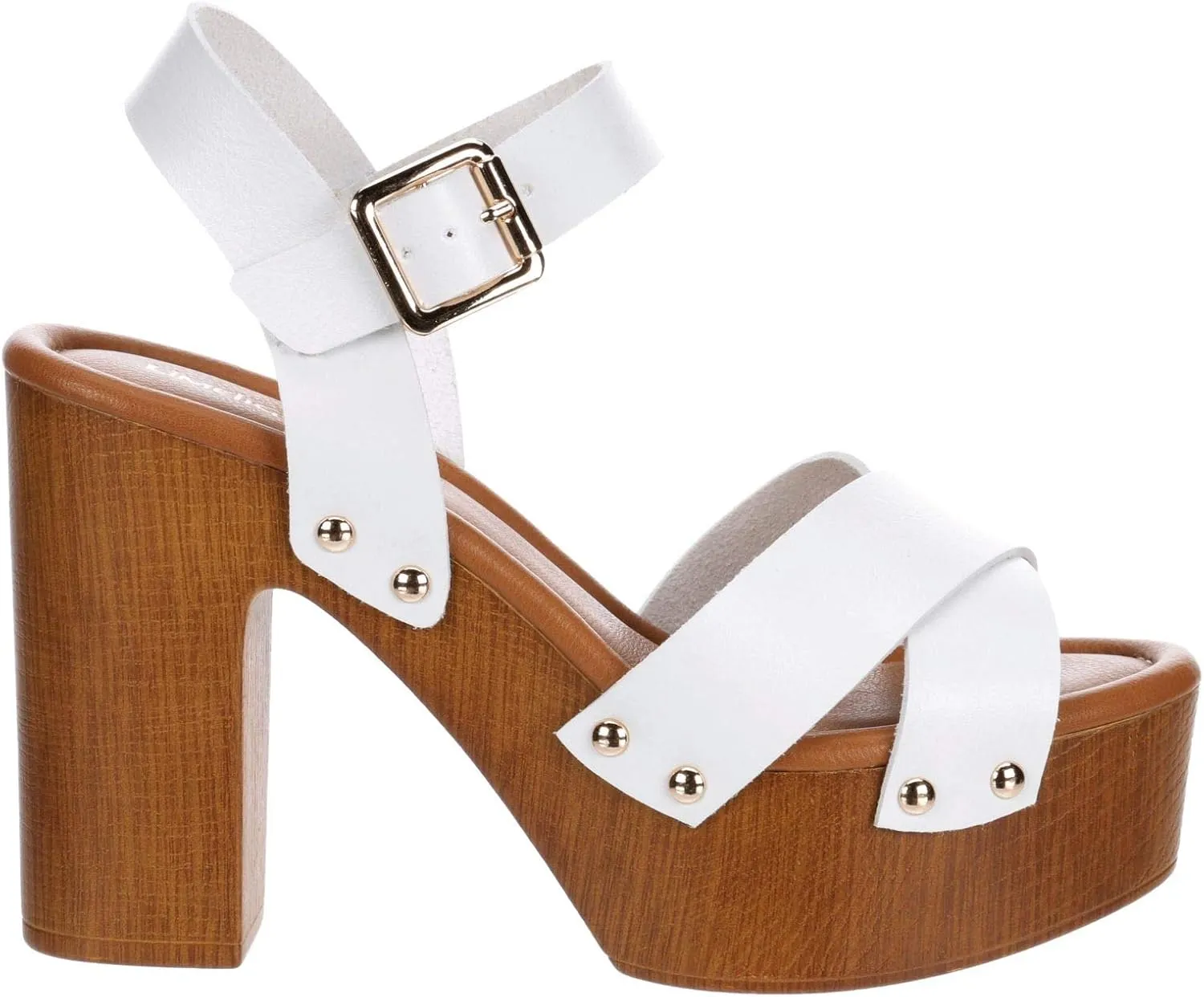 Limelight April Apple - Women's Faux Wooden High Heeled Platform Dress Sandals
