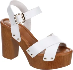 Limelight April Apple - Women's Faux Wooden High Heeled Platform Dress Sandals