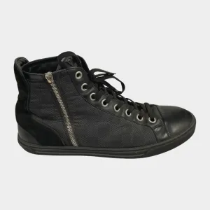 Louis Vuitton men's black monogram ankle trainers zipped on the side