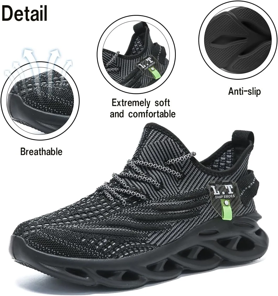 Men Running Shoes Men's Tennis Shoes Lightweight Breathable Fashion Sneakers Non Slip Workout Gym Shoes for Running Black