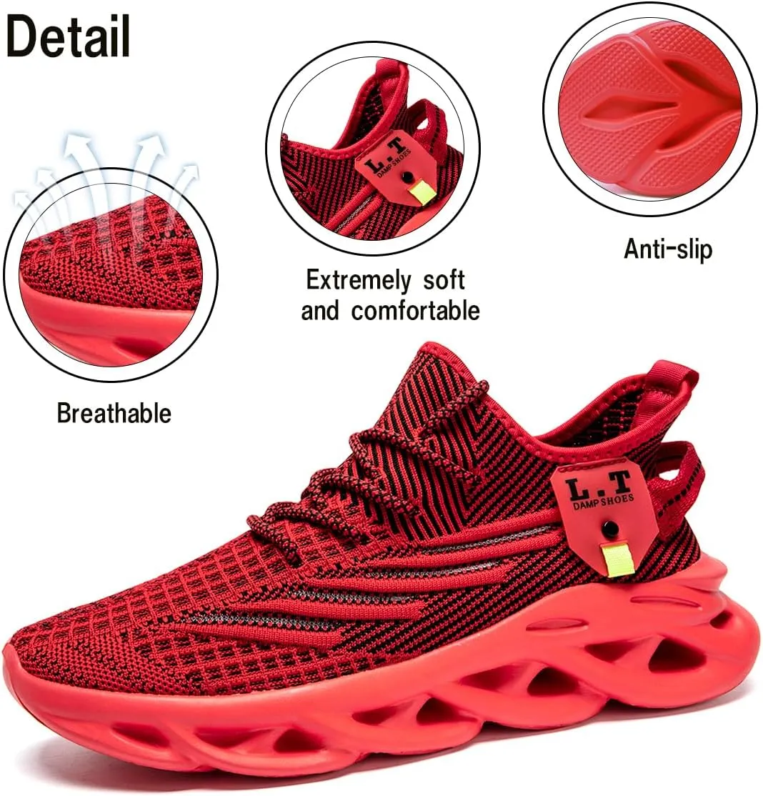 Men Running Shoes Men's Tennis Shoes Lightweight Breathable Fashion Sneakers Non Slip Workout Gym Shoes for Running Black