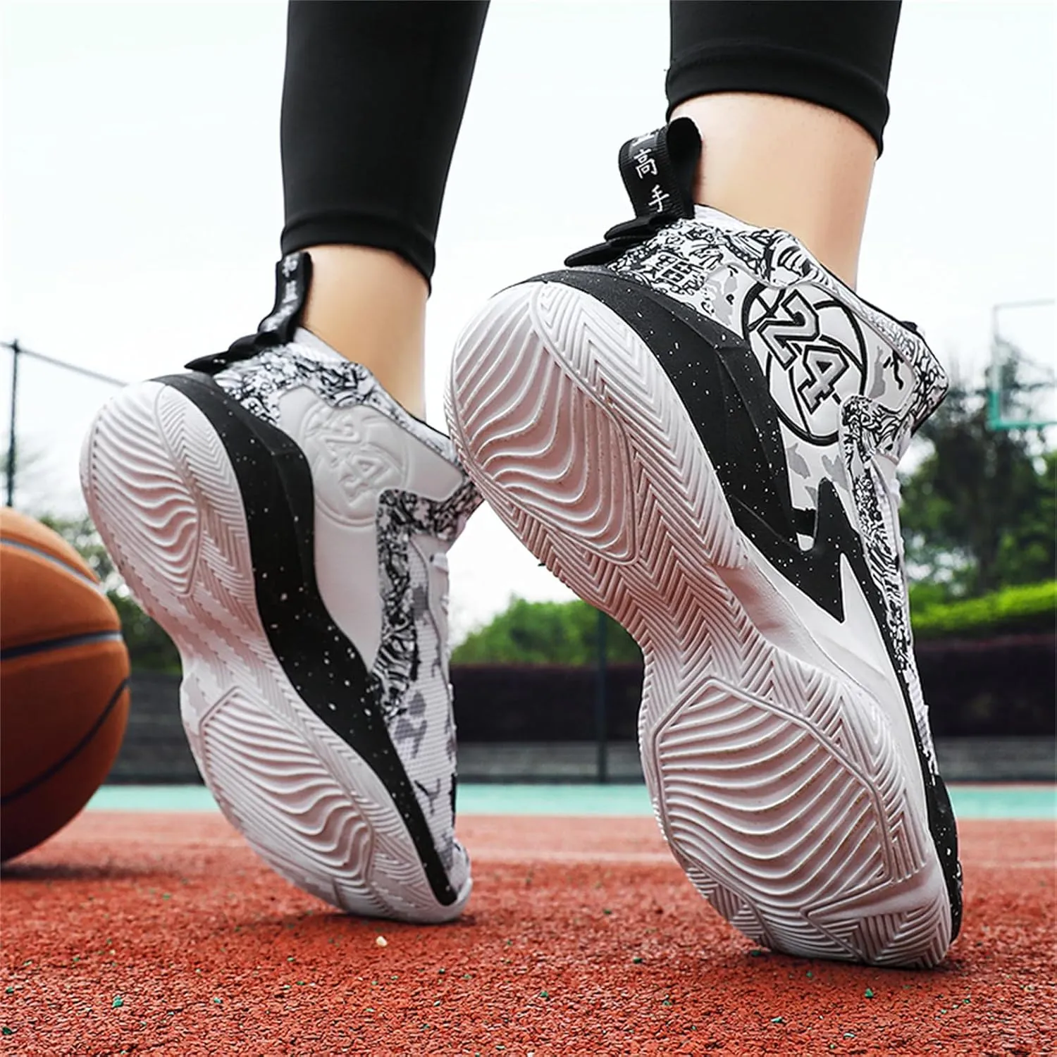 Mens Graffiti High Top Basketball Shoes Lightweight Breathable Sports Sneakers for Workout Gym Tennis Walking Running Shoes