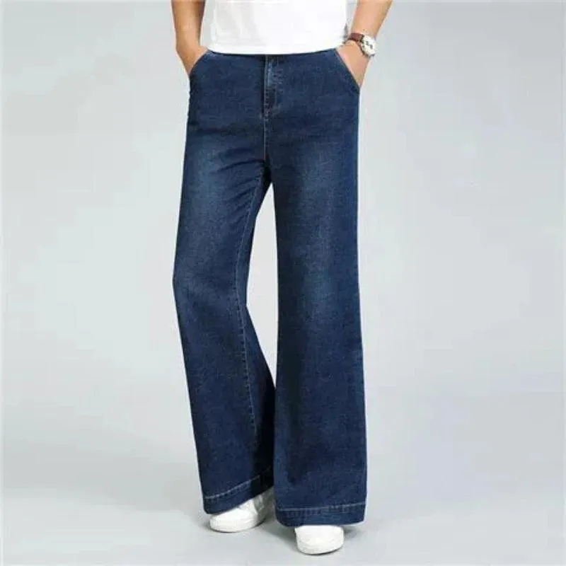 Men’s High Waist Flare Jeans – Vintage-Inspired Loose Fit for Autumn & Winter