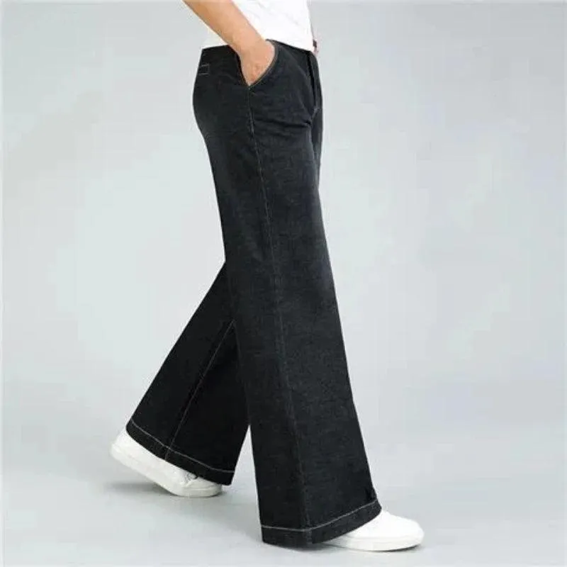 Men’s High Waist Flare Jeans – Vintage-Inspired Loose Fit for Autumn & Winter