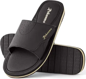 Mens Slide Sandals Adjustable Athletic Casual Comfort Lightweight Open Toe Slides Sport Sandals with Memory Foam Soft Cushion Footbed